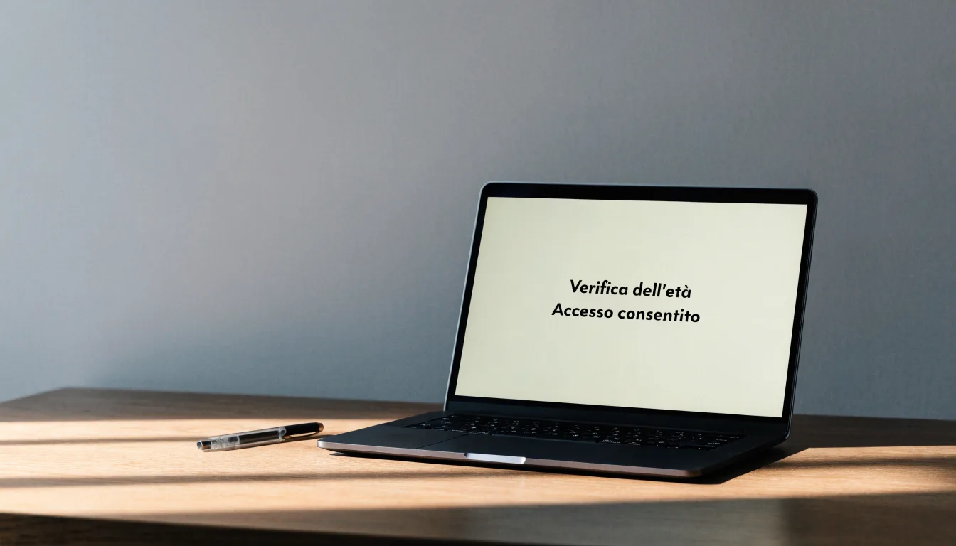 Un foglio di concessione in carta con un timbro rosso, appoggiato su una scrivania di legno accanto a una penna