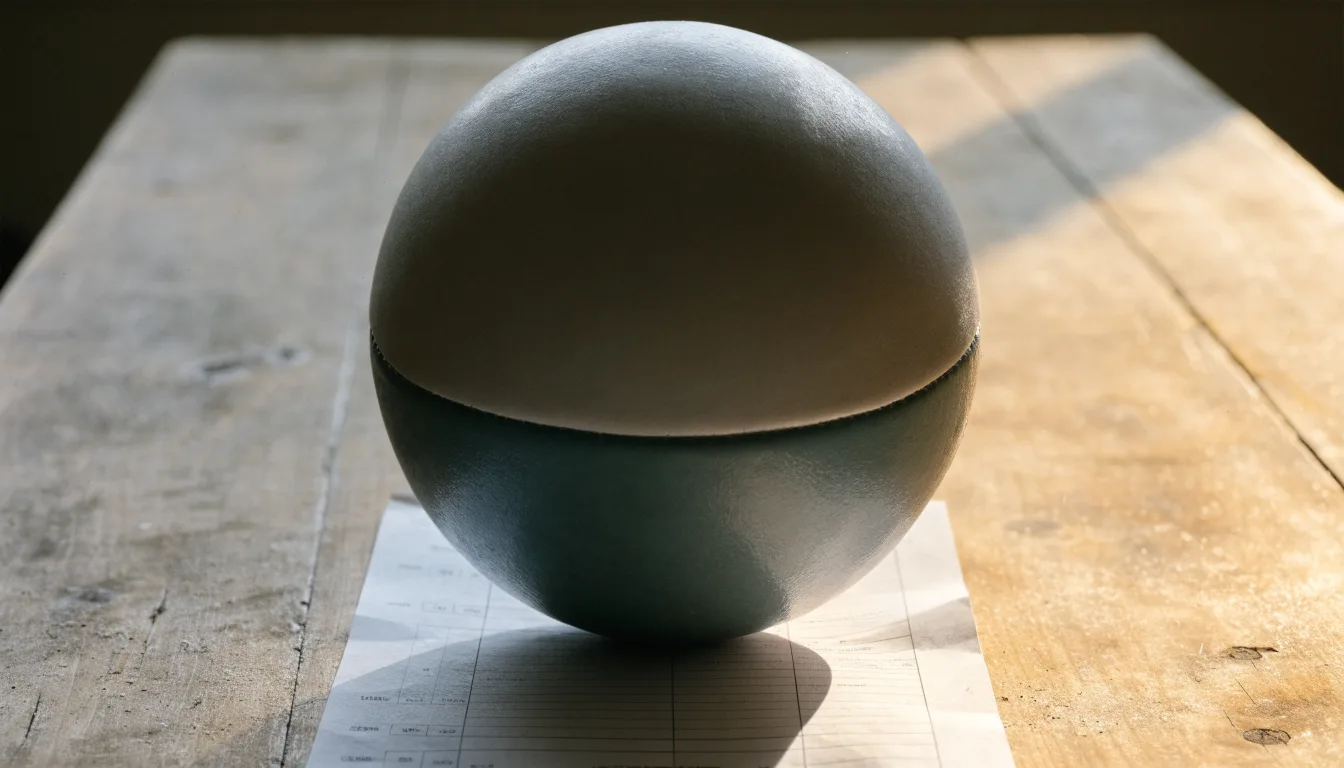 Un pallone da calcio appoggiato su una schedina bianca su un tavolo di legno, alla luce del giorno